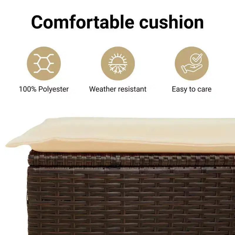 vidaXL Garden Dining Set - Poly Rattan, Cushions Included