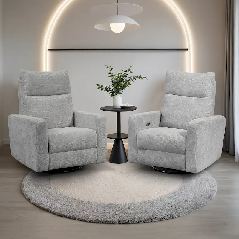 Olmas 33.5 W Power Swivel Glider Recliner with USB Charger Set Of 2