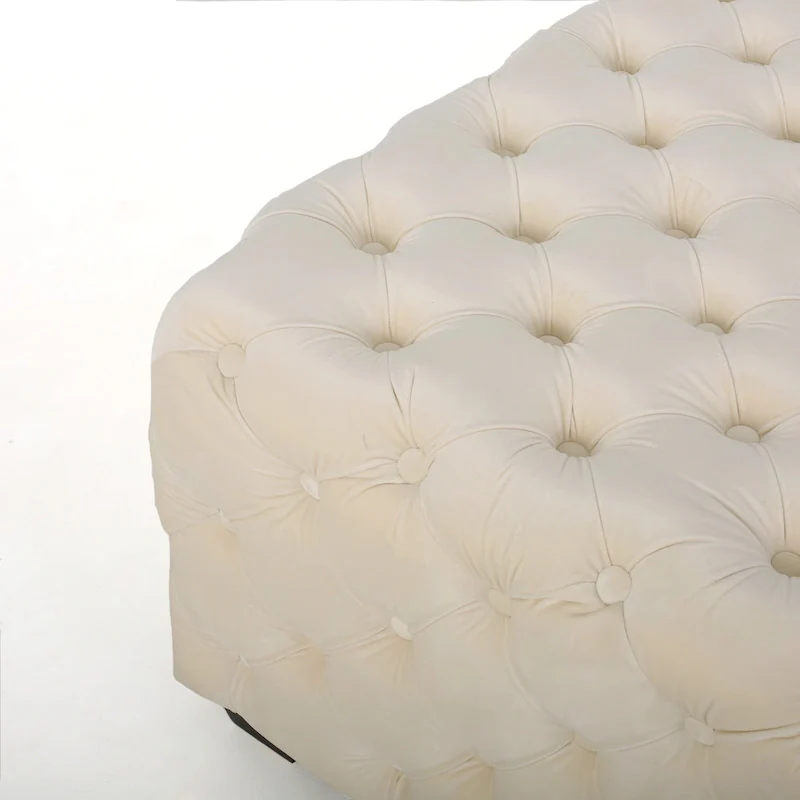 Jaymee Modern Glam Button Tufted Velvet Ottoman by Christopher Knight Home