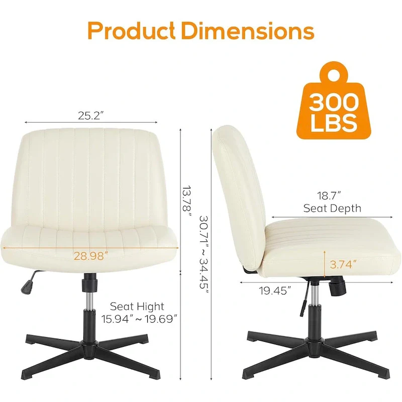 Office Desk Chair - Armless - Swivel with Wheels