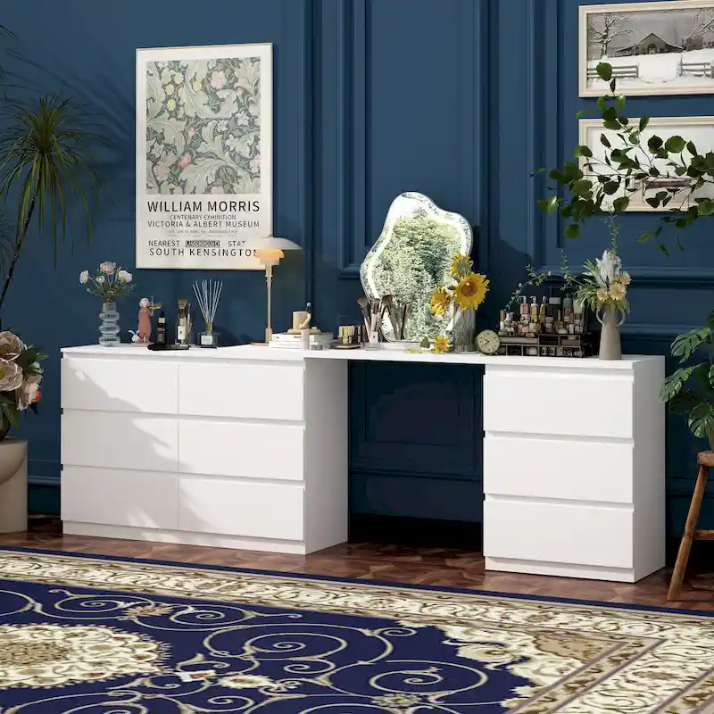 Makeup Table Chic Vanity Dresser Combo: Spacious Multi-Drawer Design