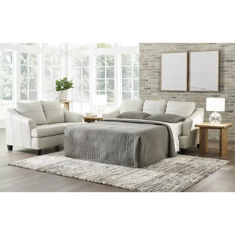 Brown Leather Match Queen Sofa Sleeper, 2-Person, 88