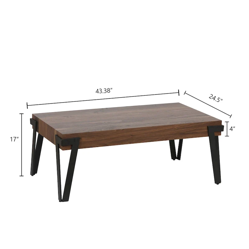Industrial Coffee Table with Black Hairpin Legs – Grey Oak / Walnut, Modern Style