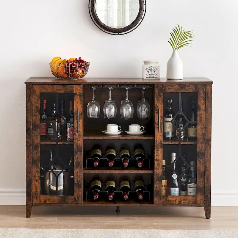 Wine Bar Cabinet with LED Light - 15.7D x 47.2W x 34.61H