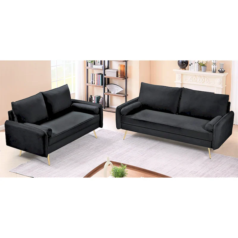 Villeda Velvet Mid-century modern 2PCS living room set
