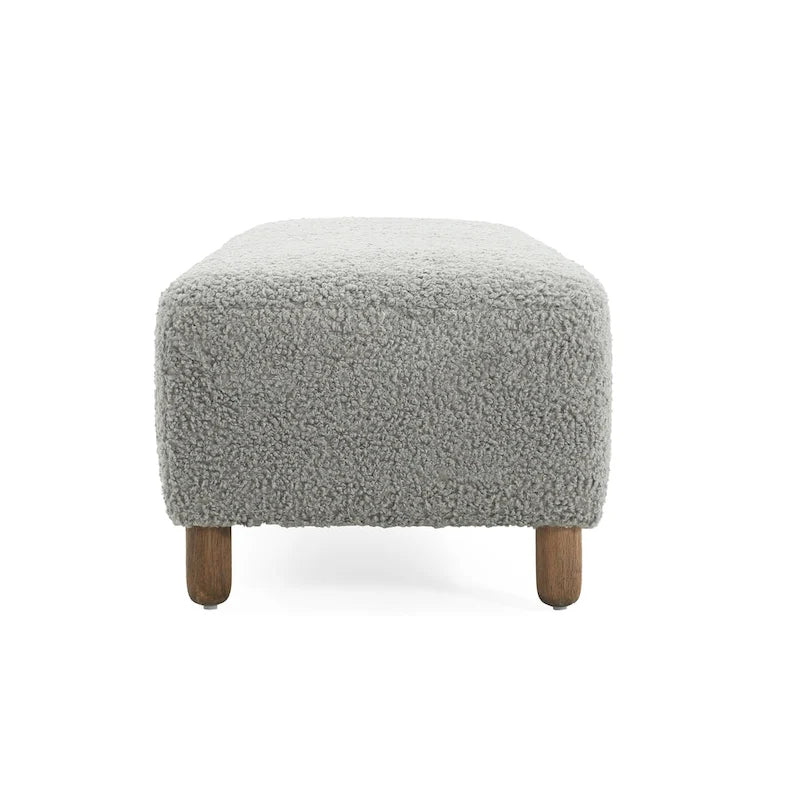 Modern Boucle Ottoman Bench for 2 People