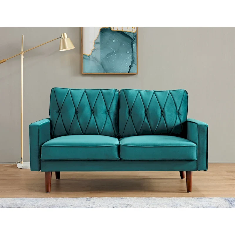 Feemster 57.5 Wide Velvet Tufted Cushion Back Loveseat