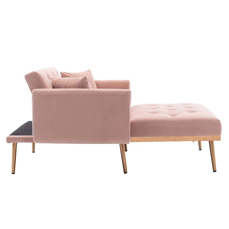 Pink 62.2 Upholstered Chaise Lounge Chair with Iron Legs
