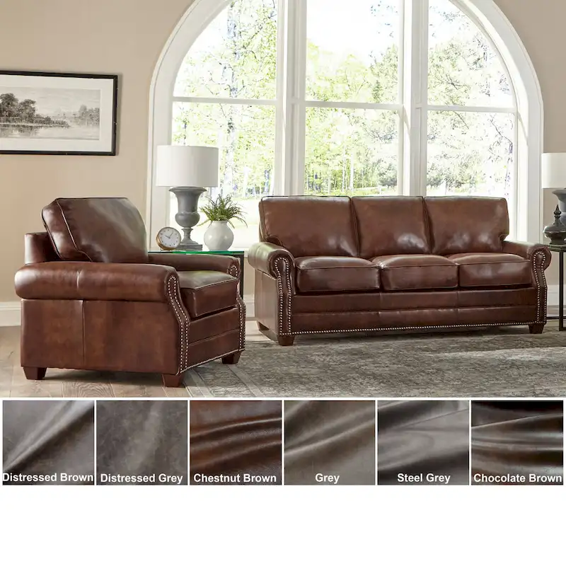 Made in USA Top Grain Leather Sofa Bed and Chair Set