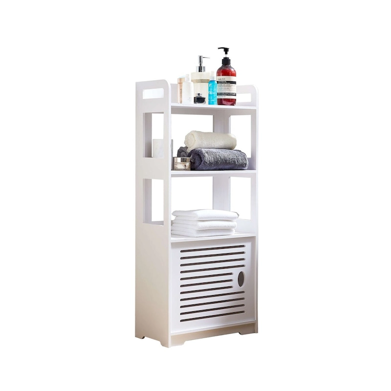 Bathroom Floor Storage Cabinet, White