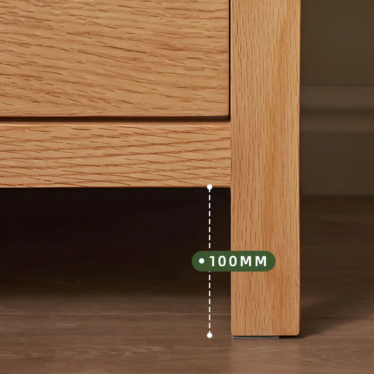 Rectangular Natural Wood 2 Drawer Bedside Nightstand