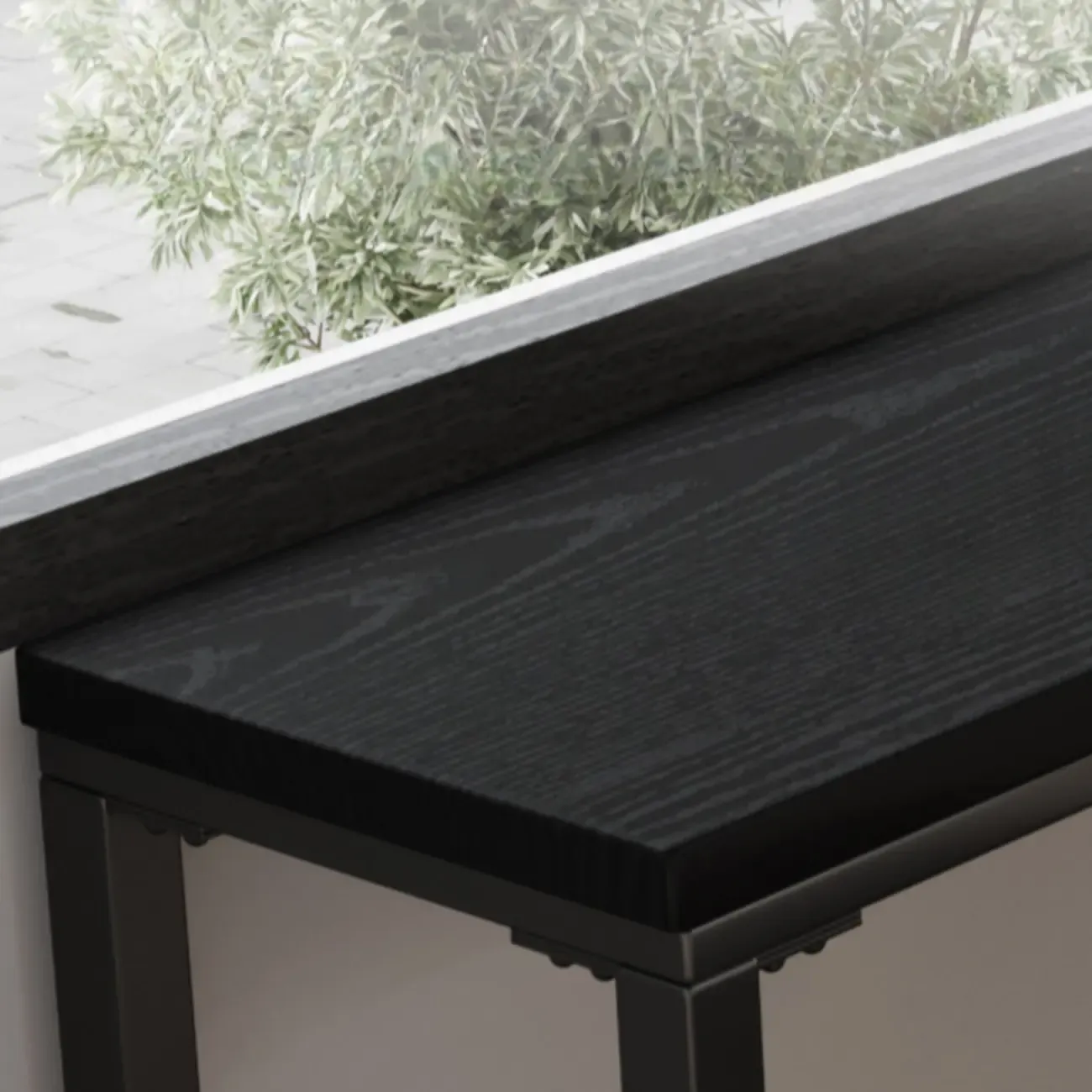 Modern Black Pine Wood Metal Bar Tables with Footrest