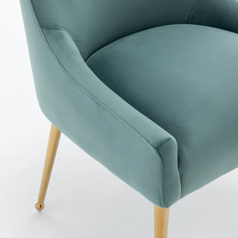 Velvet Upholstered Armless Dining Chair with Gold Metal Legs – Beige / Green / Black / Navy / Grey