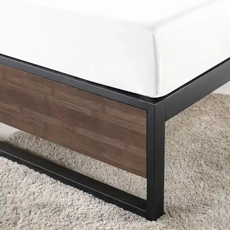 4 Inch Grey Bamboo and Metal Platforma Bed