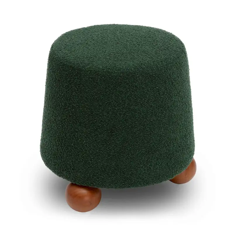 Chocolate Brown Boucle Upholstered Stool - Small