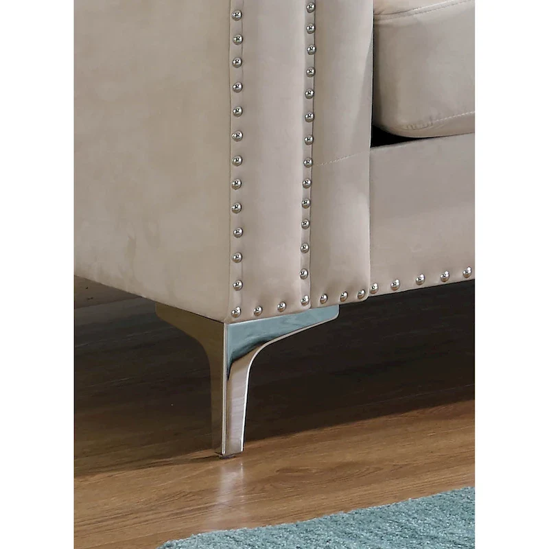 83 in. Tufted Velvet Sectional with 2-Throw Pillow - 83 L x 58 W x 31 H