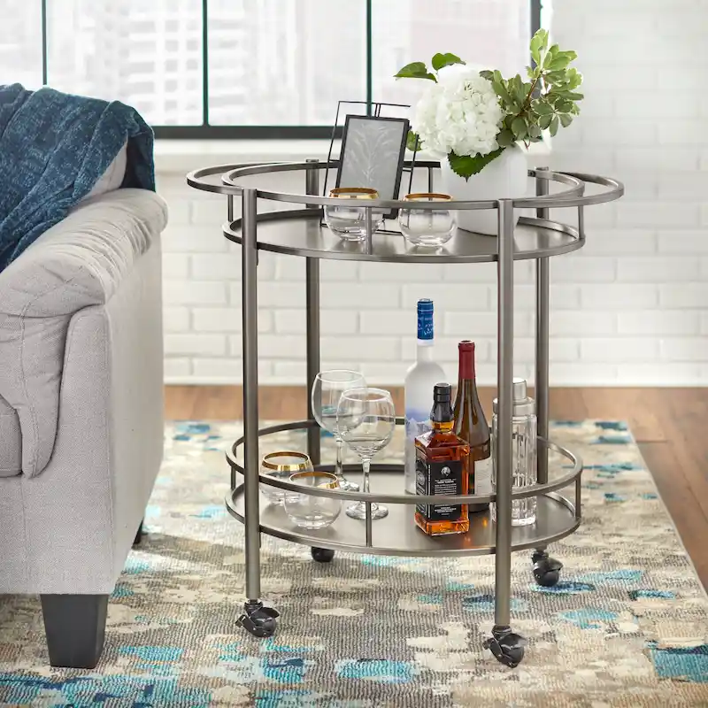 Devin Oval Metal Bar Cart