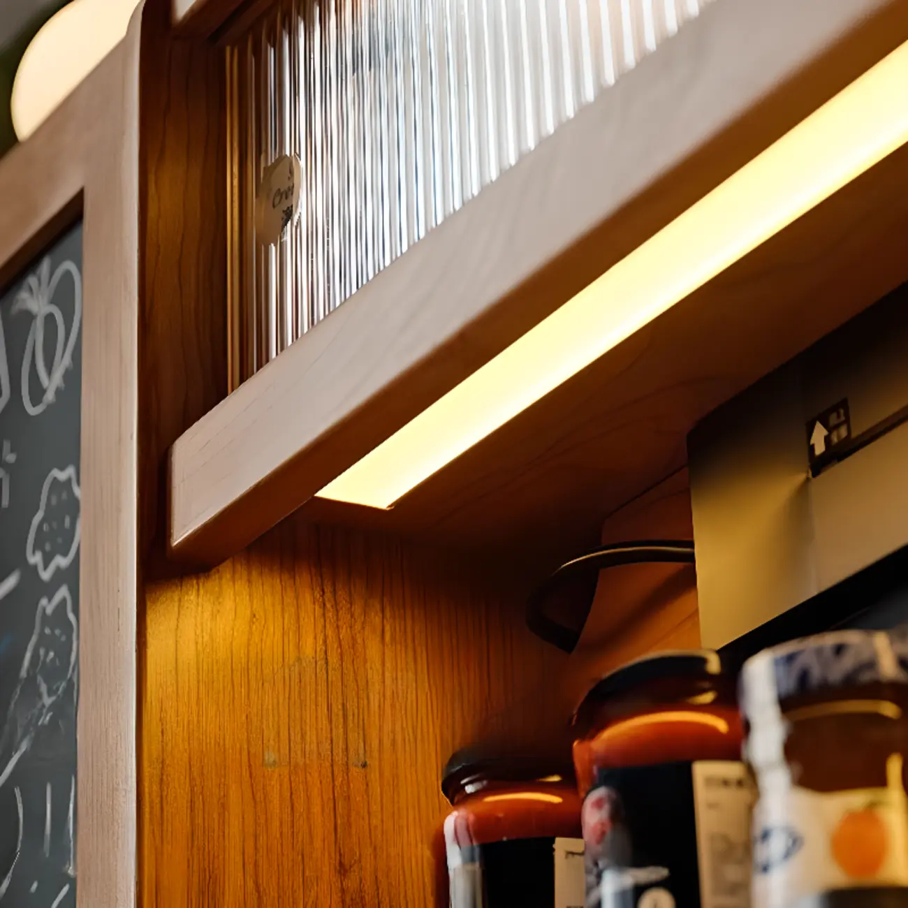 Modern Wood Sideboard with Cabinets and Stone Top