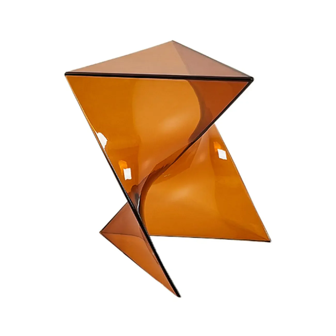 Living Room Acrylic Triangle Side Table with Twisted Base