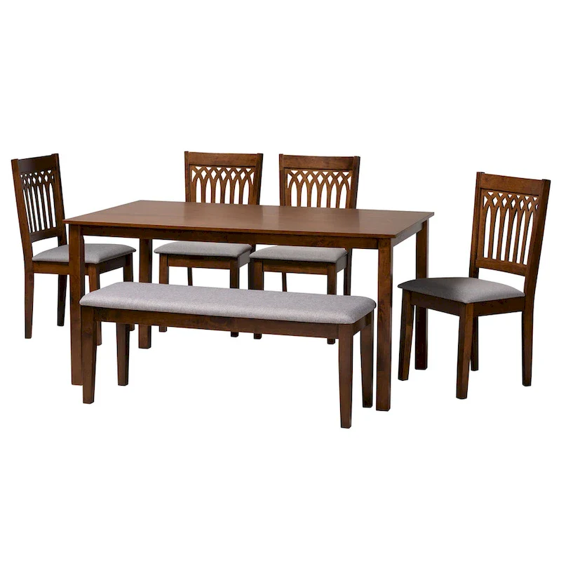 Modern Fabric and Wood Dining Set