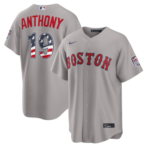 Boston Red Sox Roman Anthony Gray USA 250 Fourth of July Road Stadium Jersey
