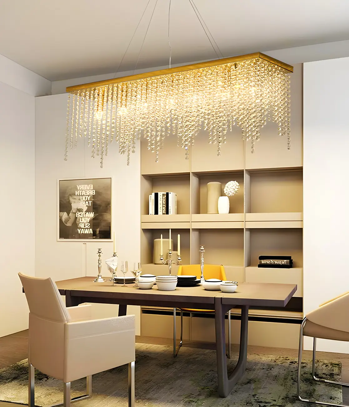 Kitchen Luxury Modern Gold Crystal Pendant Light