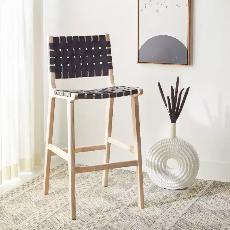 Adah Leather Bar Stool - Safavieh