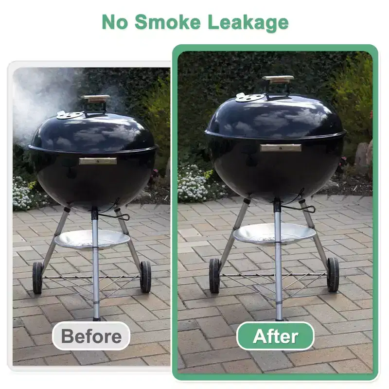 Unique Bargains High Temp Self Stick Heat Resistant BBQ Gasket Tape Grill Gasket Black White 1 PC 0.8 x 0.2, 16.5FT