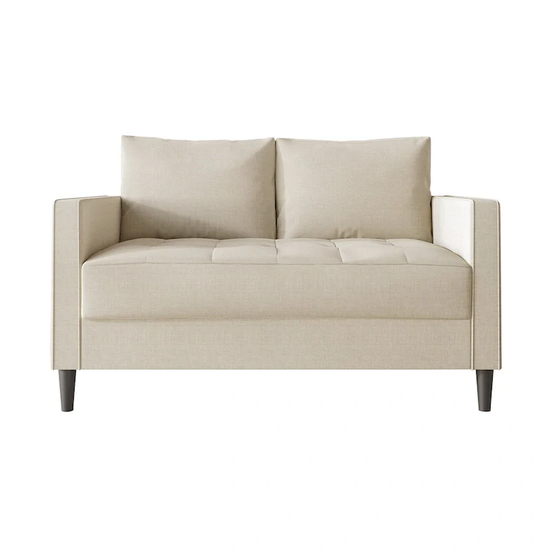 Contemporary Minimalist Linen Upholstered Loveseat