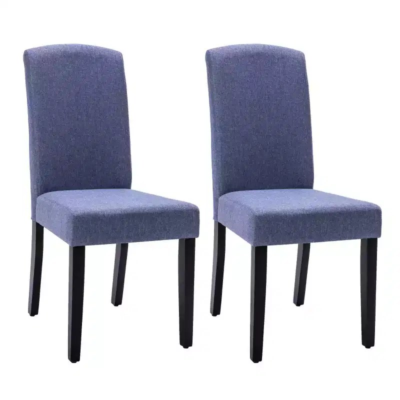 HomeRoots Set of Two Navy Blue And Black Upholstered Polyester Dining Parsons Chairs