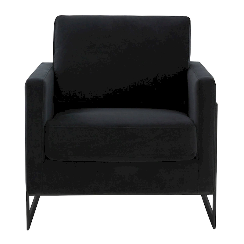 LeisureMod Lincoln Modern Velvet Arm Chair with Black Steel Frame - 35