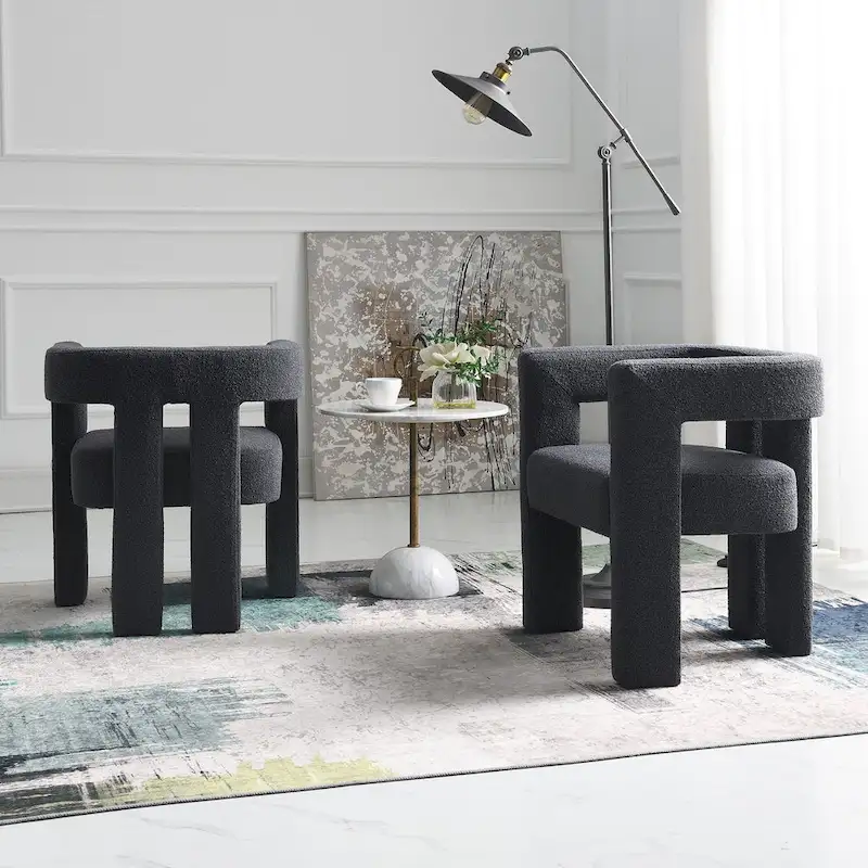 KINWELL 24 Wide Boucle Upholstered Armchair (Set of 2)