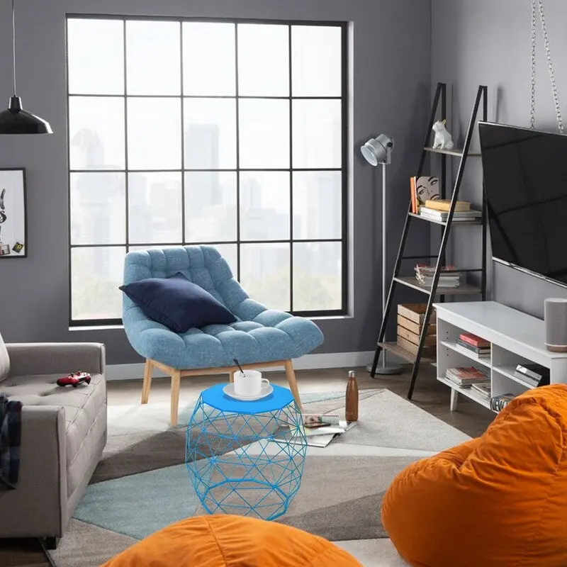 Adeco Accents Geometric Iron Side Table