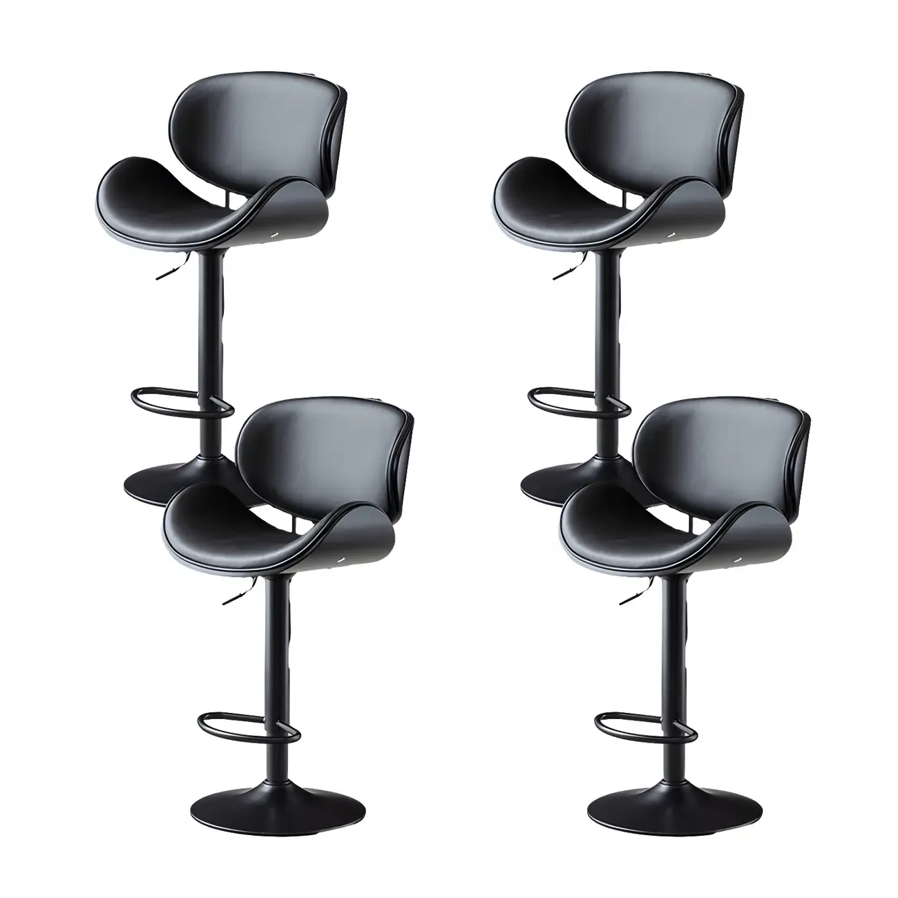 Arched Blackish Green Leather Swivel Adjustable Bar Stool