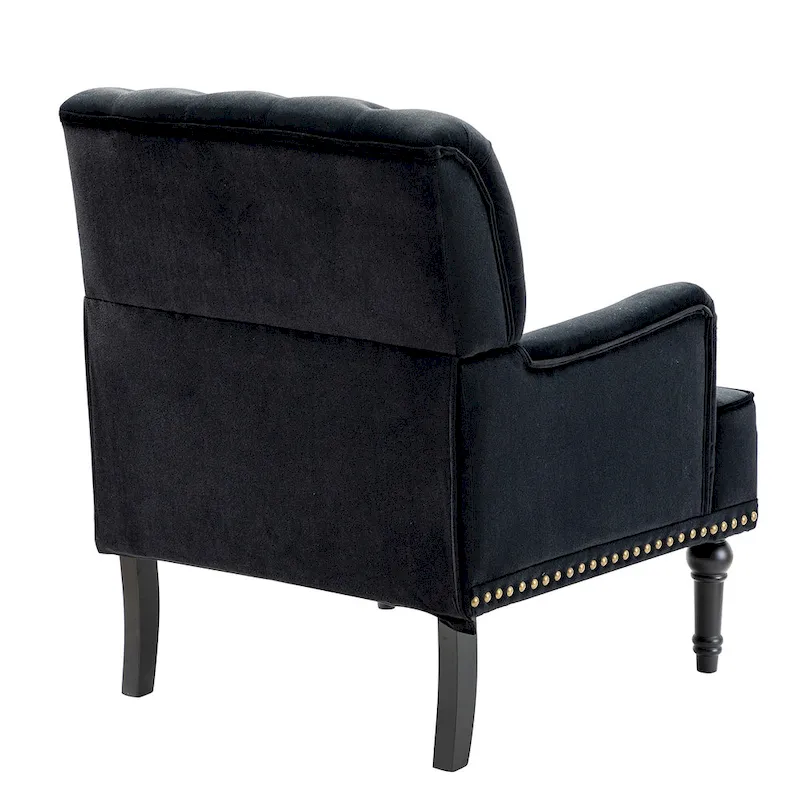 Velvet Button Tufted Accent Chair with Nailhead Trim