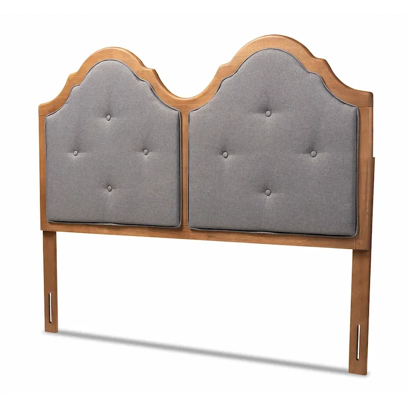Falk Vintage Classic Fabric and Wood Arched Headboard in Grey