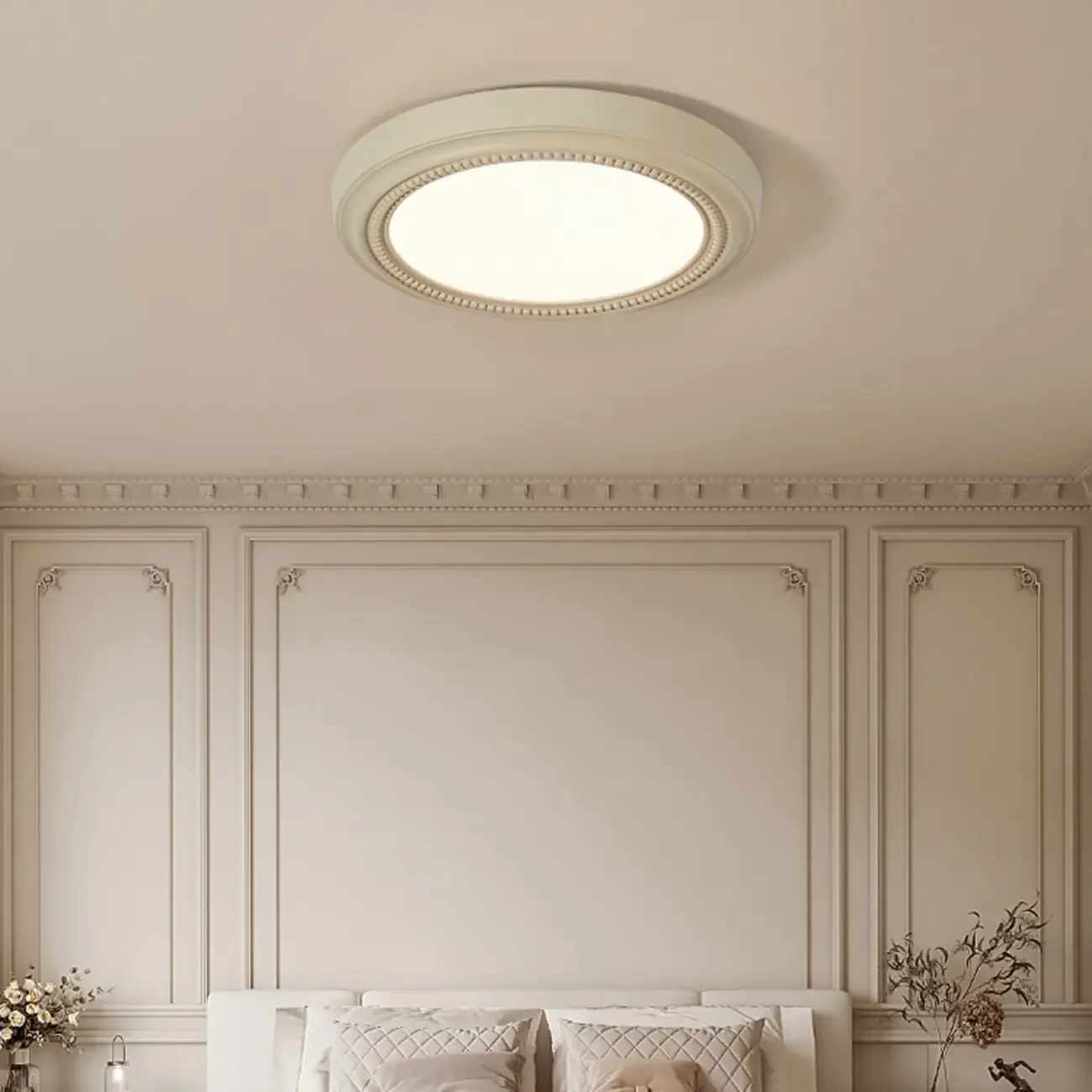 Elegant White Round Dimmable Flush Mount LED Ceiling Light