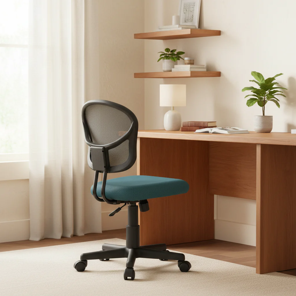 Blue Mesh Armless Task Chair