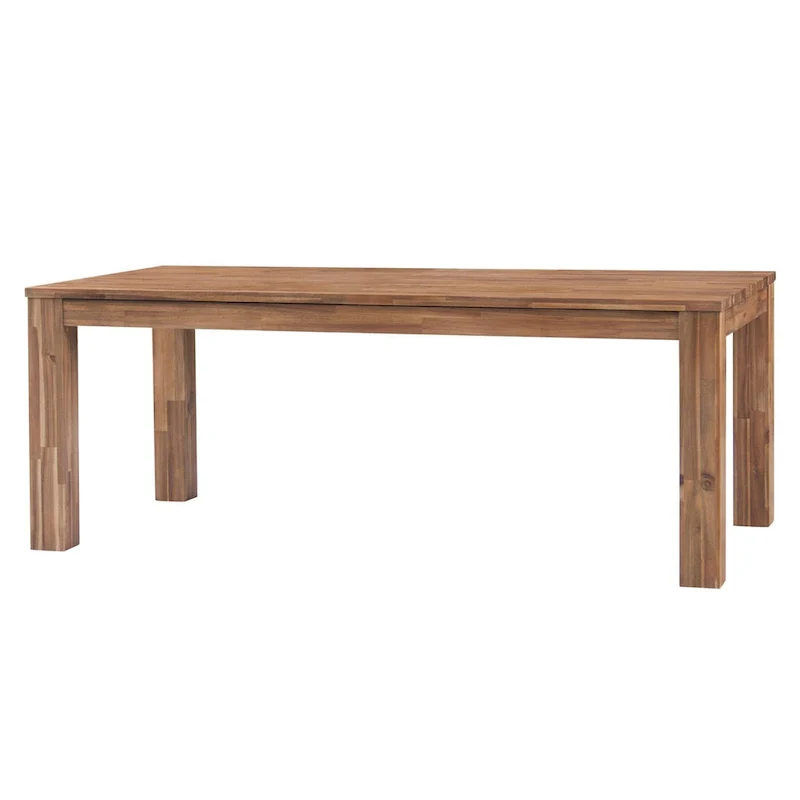 Brushed Brown 79" Solid Acacia Wood Rectangular Dining Table – Seats 6