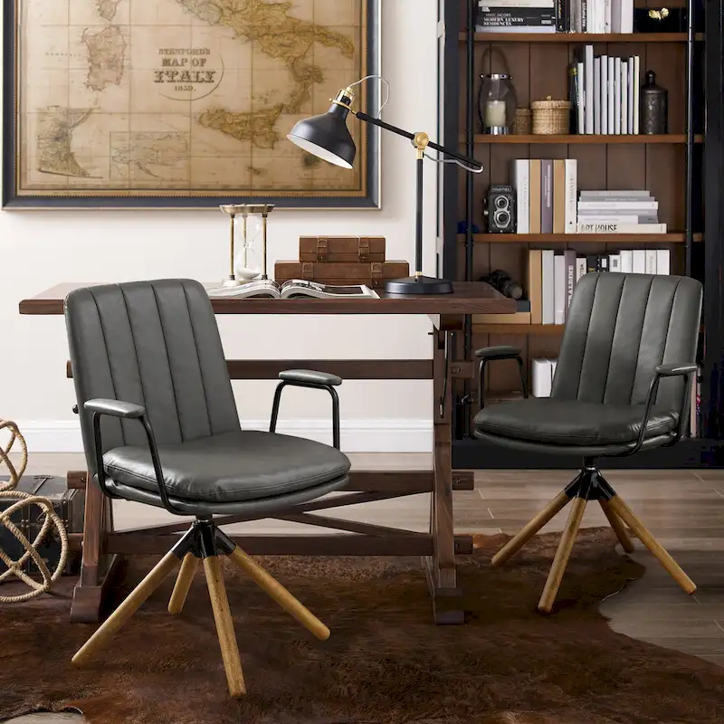 Art Leon Set of 2 Mid-century Swivel Home Office Chair