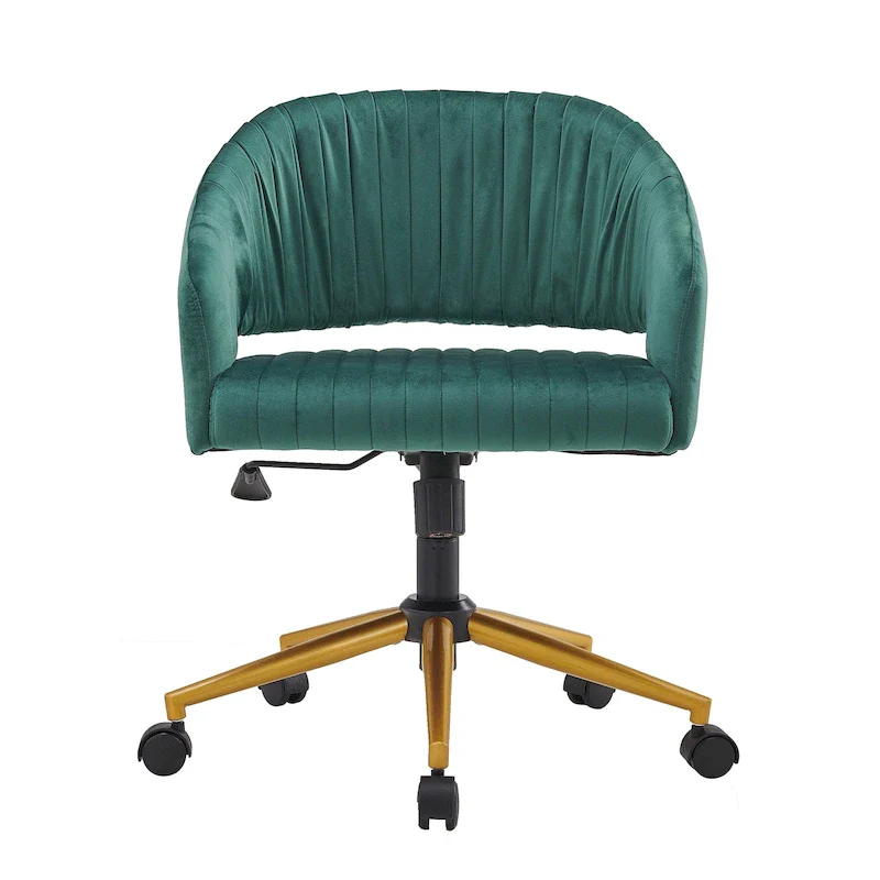 Modern Gold Office Chair Velvet Task Chair Swivel Height Adjustable Computer Chair