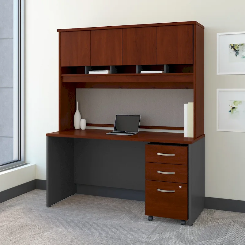 Series C 60W Desk with Hutch and Drawers by Bush Business Furniture