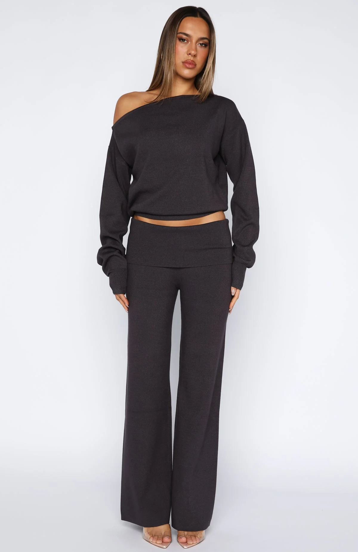 Can't Find The Words Knit Pants Charcoal