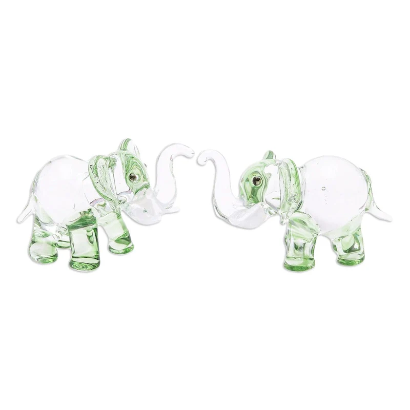 Novica Handmade The Green Giants Handblown Glass Figurines (Pair)
