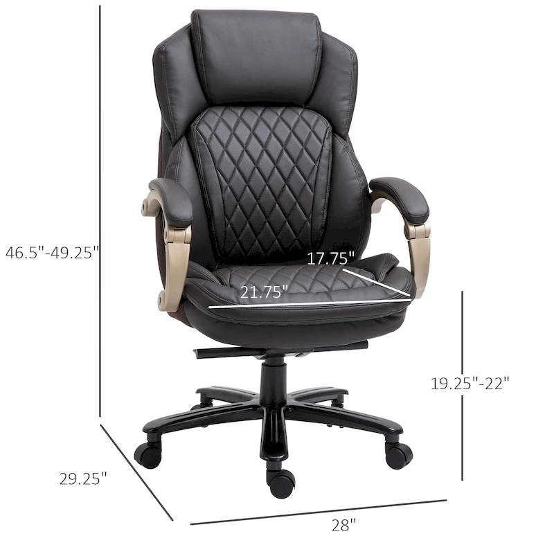 Vinsetto Heavy Duty Office Chair 350lbs Capacity, Mesh & Faux Leather, Rocker Ergonomic, Adjustable Height with Wheels