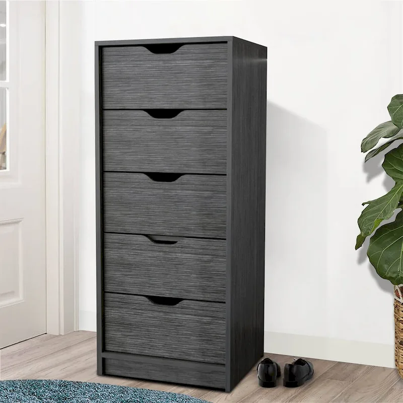 Vintage Minimalist Vertical Storage Dresser with 5 Drawers