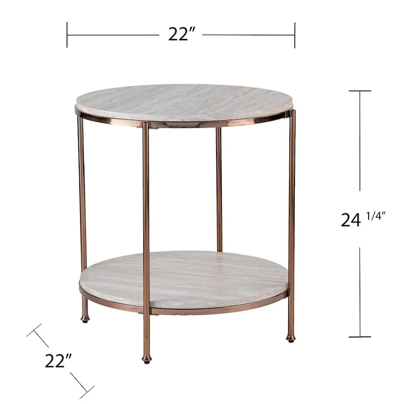 Round Faux Marble Side Table