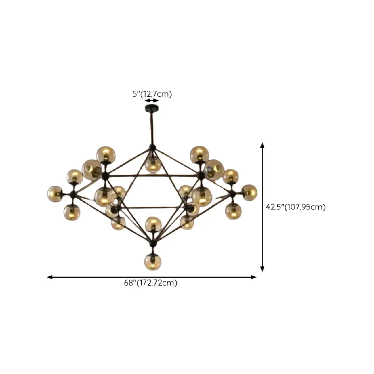 Multi-Light Modern Black LED Chandelier with Geometric Design