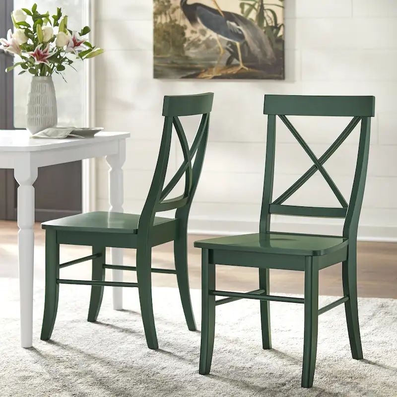 Mid-Century Rubberwood Dining Chair with Faux Leather Seat – Chestnut Wire-Brush