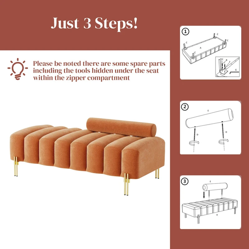 Ouyessir 52.2 Modern Channel Tufted Window Bench with Adjustable Back